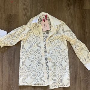 MAX MARA. lace shirt with white collar